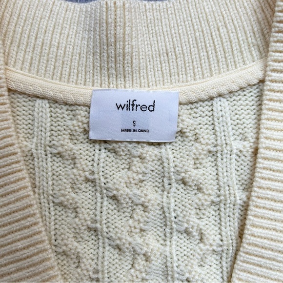 Aritzia Wilfred Devry Sweater Ribbed Cable Knit Chunky Merino Wool Yellow - Picture 6 of 11